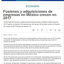 Fusiones y adquisiciones de empresas en Mxico crecen en 2017